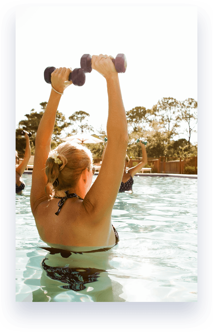 women doing water aerobics in the pool